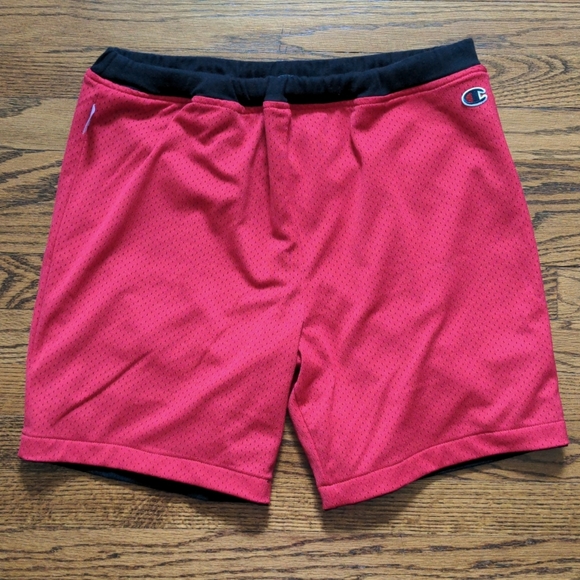 Champion Mesh Reversible Shorts Black Red Men's Large - Picture 5 of 9